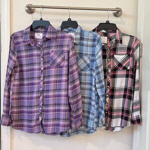3 Pack  Girl Justice Plaid lace top
